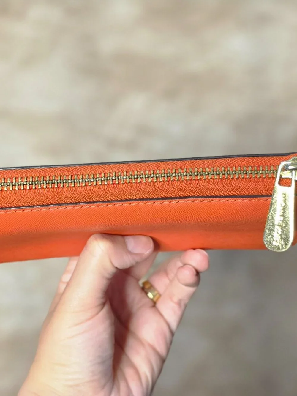 Michael Kors Jet Set Travel Zip Around Wallet – Orange Saffiano Leather